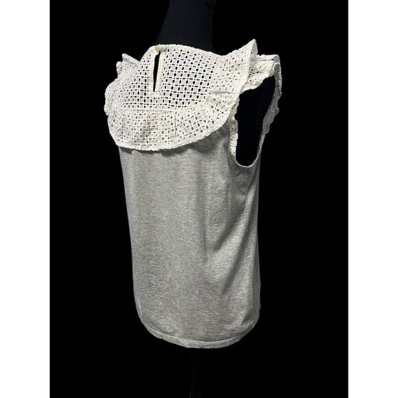 J. CREW RUFFLE WOMEN TOP, GREY/WHITE, WORK ATTIRE, WESTERN, COTTAGECORE - Picture 4 of 12